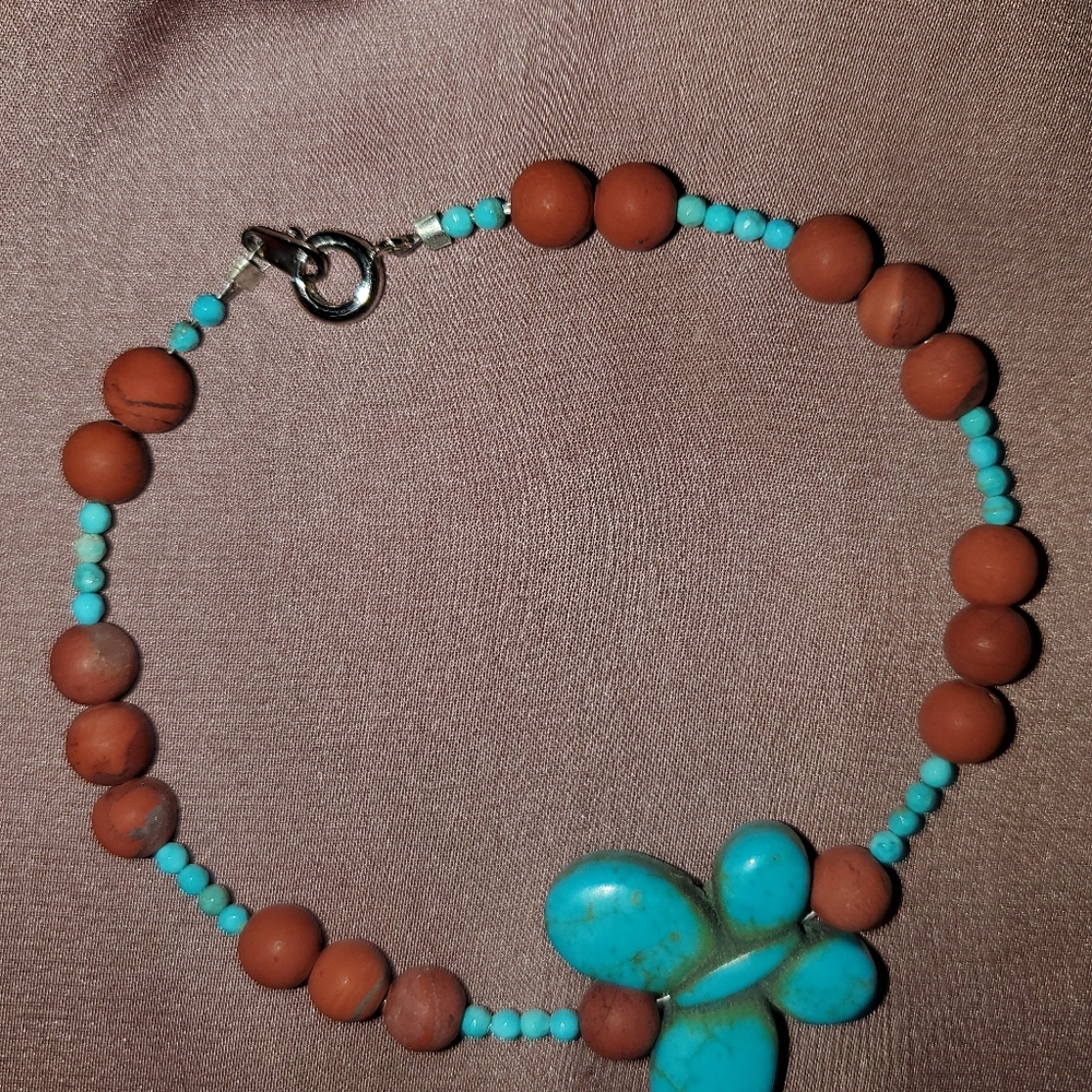 Brown/Turquoise Beaded Butterfly Bracelet